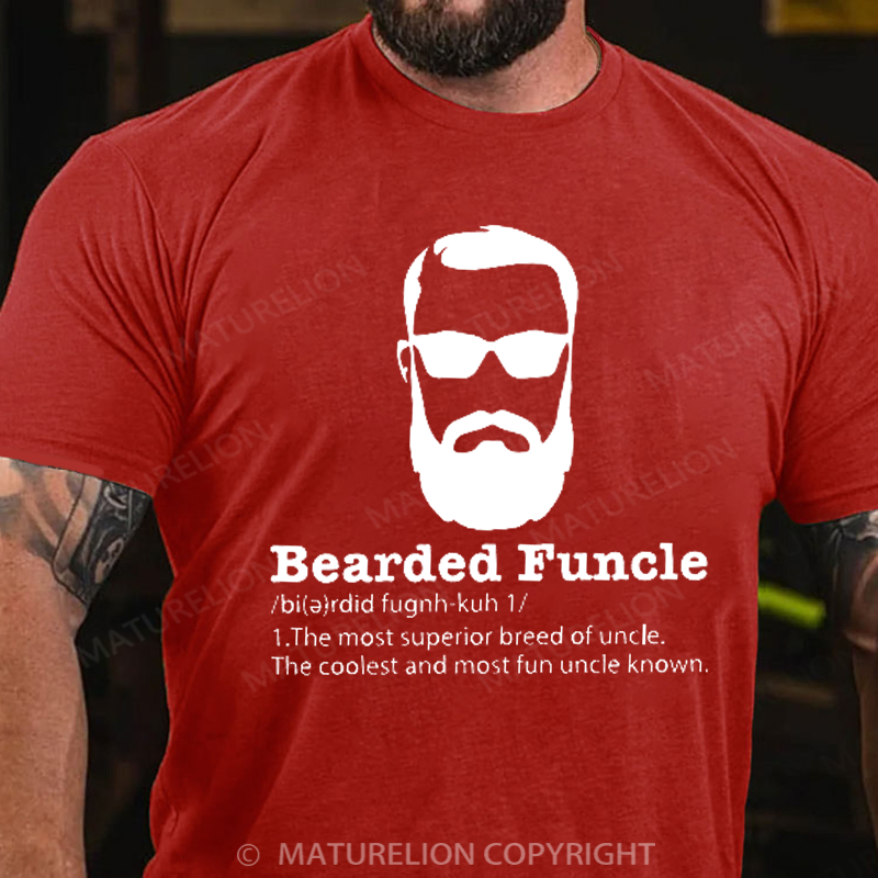 Maturelion Men's T-Shirt Bearded Funcle Cotton T-Shirt