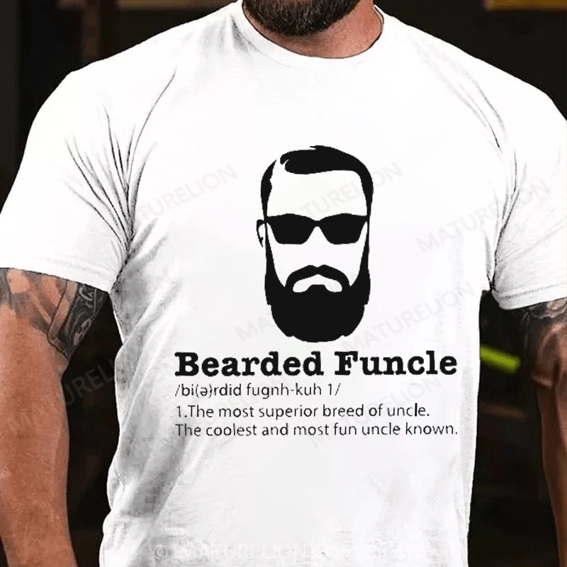 Maturelion Men's T-Shirt Bearded Funcle Cotton T-Shirt