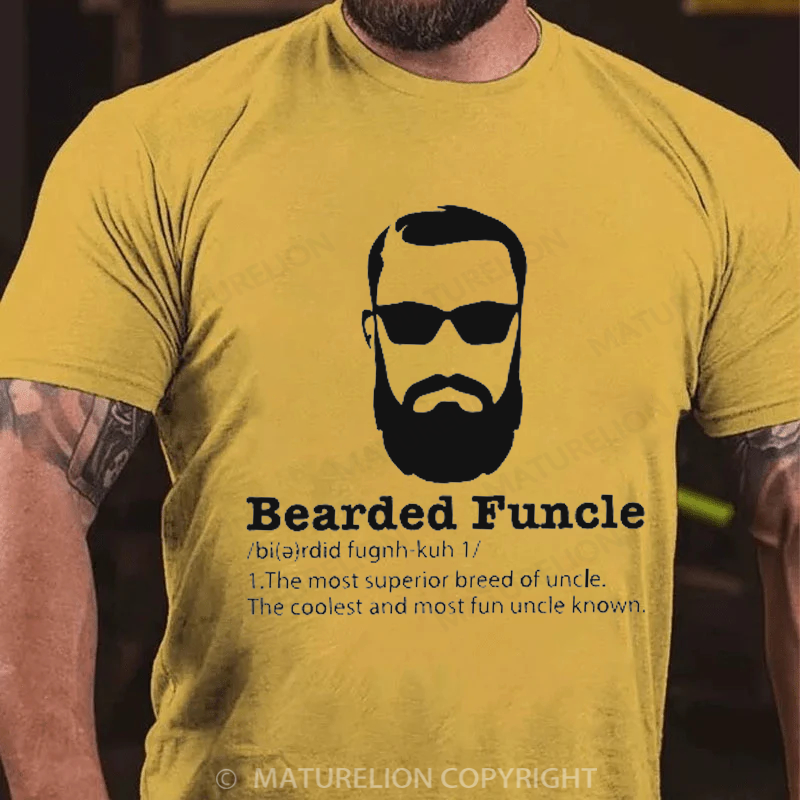 Maturelion Men's T-Shirt Bearded Funcle Cotton T-Shirt