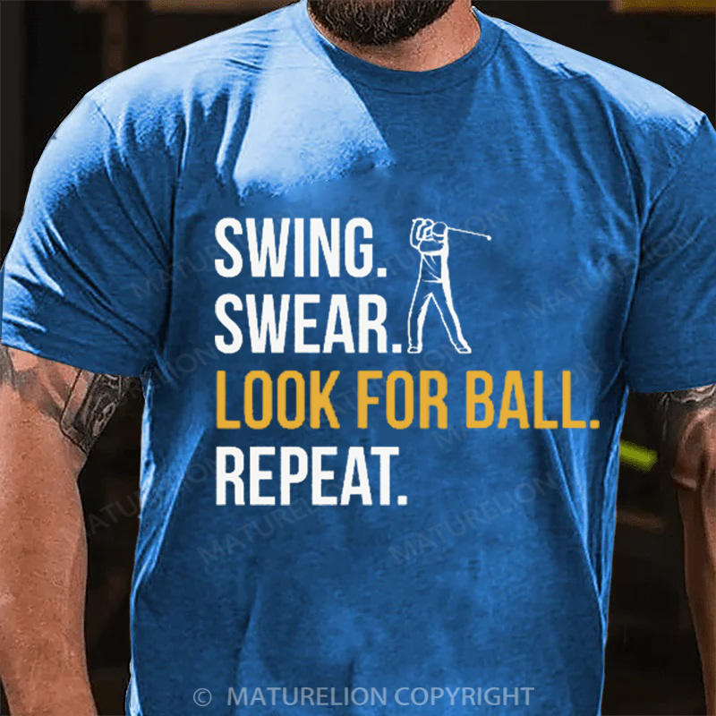 Maturelion Men's T-Shirt Swing Swear Look For Ball Repeat Cotton T-Shirt