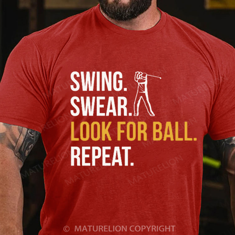 Maturelion Men's T-Shirt Swing Swear Look For Ball Repeat Cotton T-Shirt