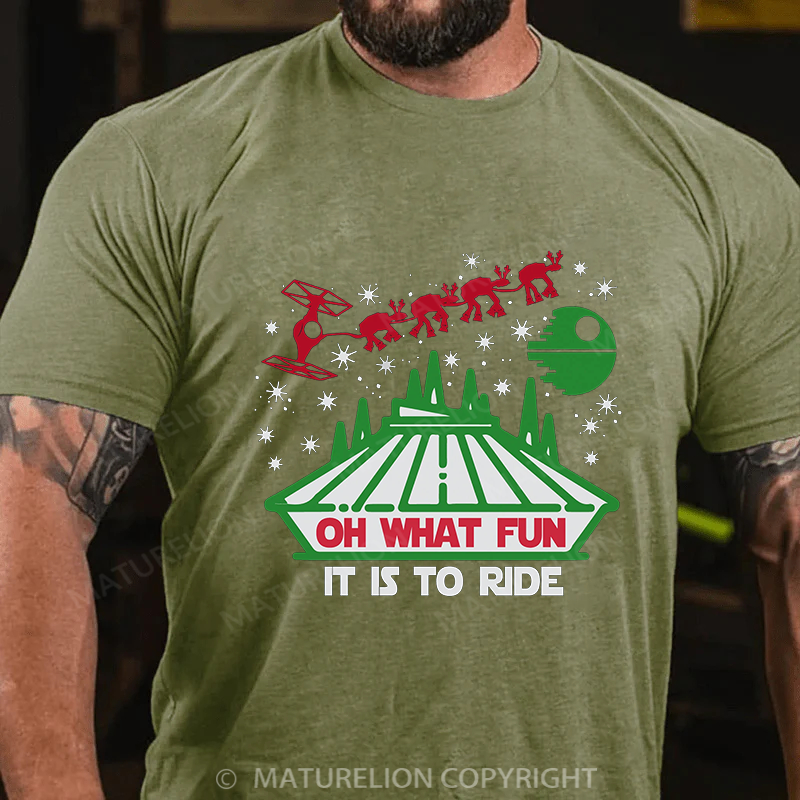 Maturelion Men's T-shirt Oh What Fun It Is To Ride Cotton T-shirt