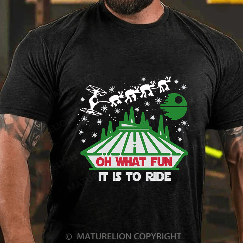 Maturelion Men's T-shirt Oh What Fun It Is To Ride Cotton T-shirt