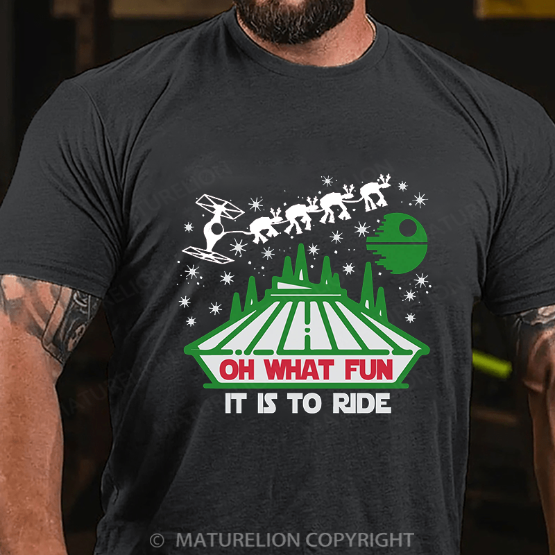Maturelion Men's T-shirt Oh What Fun It Is To Ride Cotton T-shirt