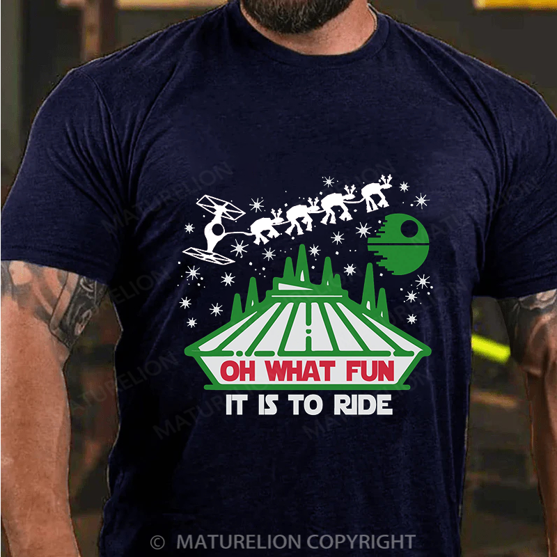 Maturelion Men's T-shirt Oh What Fun It Is To Ride Cotton T-shirt