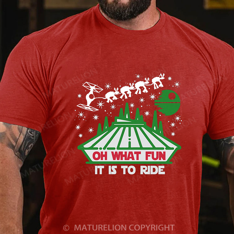 Maturelion Men's T-shirt Oh What Fun It Is To Ride Cotton T-shirt
