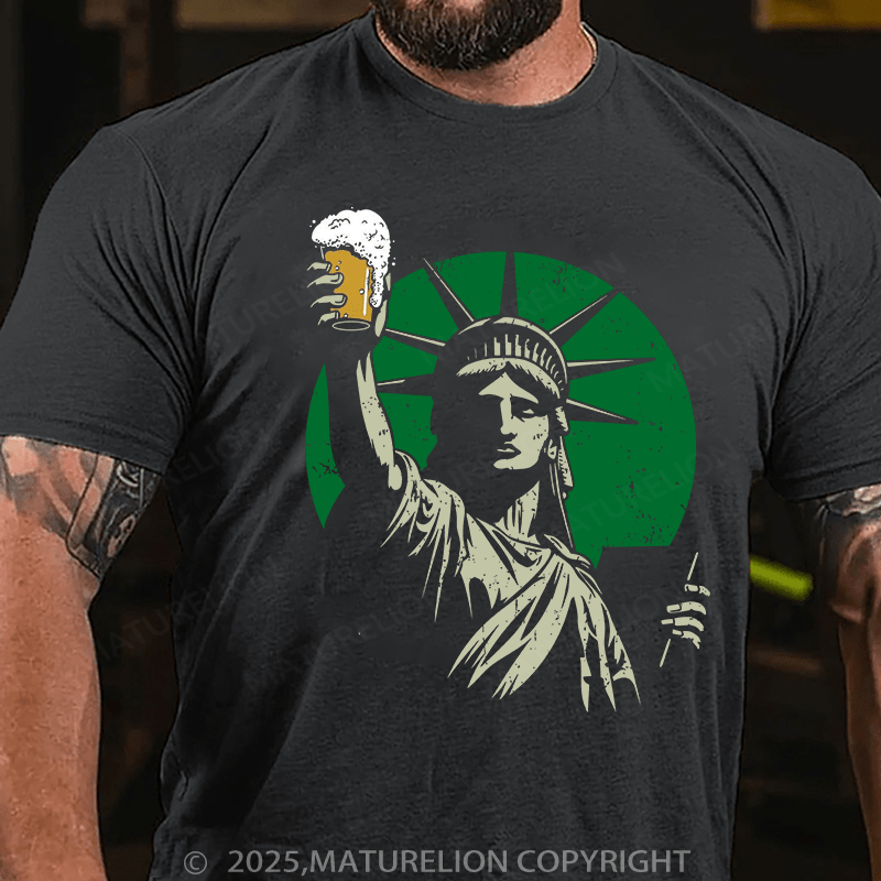 Maturelion St Patrick's T-shirt Statue Of Liberty Holding A Beer T-shirt