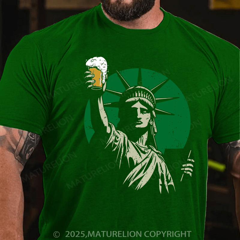 Maturelion St Patrick's T-shirt Statue Of Liberty Holding A Beer T-shirt