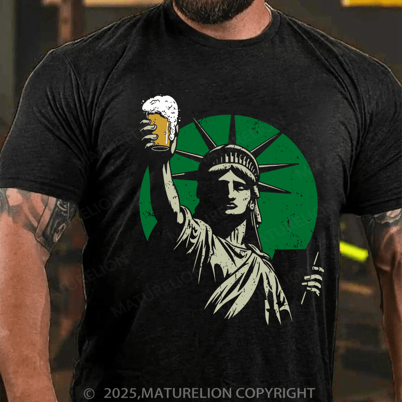 Maturelion St Patrick's T-shirt Statue Of Liberty Holding A Beer T-shirt