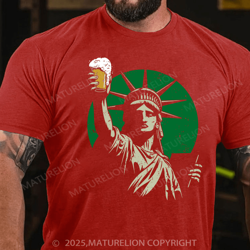 Maturelion St Patrick's T-shirt Statue Of Liberty Holding A Beer T-shirt
