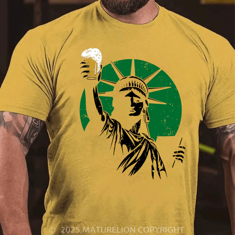Maturelion St Patrick's T-shirt Statue Of Liberty Holding A Beer T-shirt