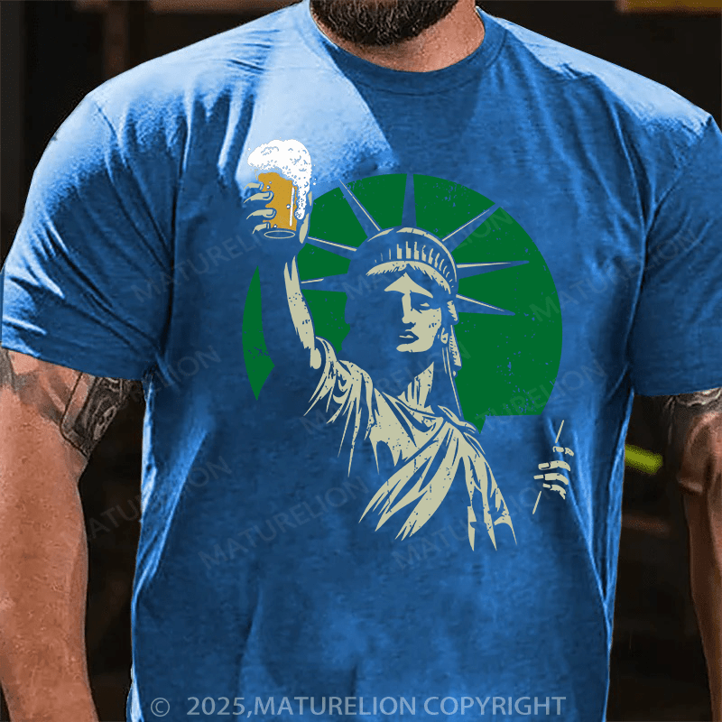 Maturelion St Patrick's T-shirt Statue Of Liberty Holding A Beer T-shirt