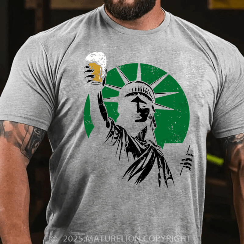 Maturelion St Patrick's T-shirt Statue Of Liberty Holding A Beer T-shirt