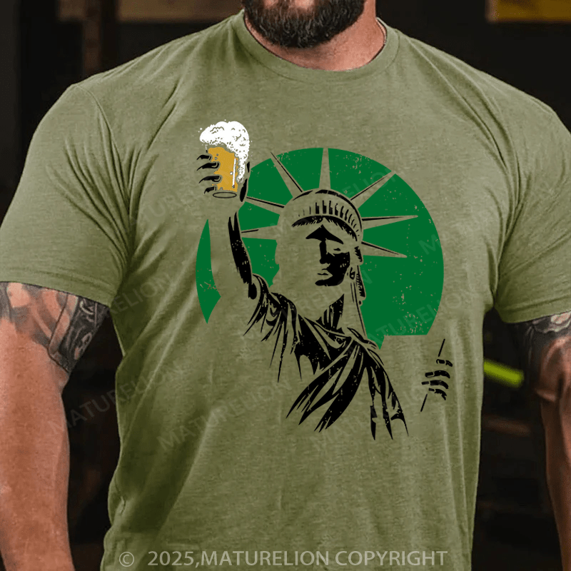 Maturelion St Patrick's T-shirt Statue Of Liberty Holding A Beer T-shirt