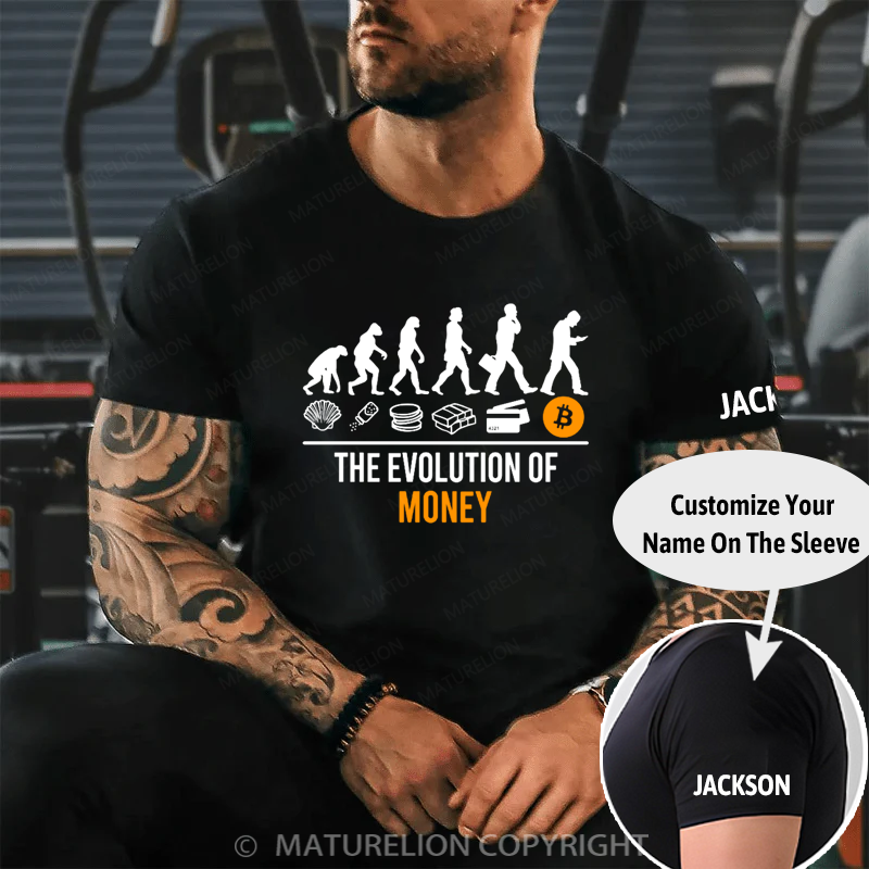 Maturelion Men's T-shirt Evolution Of Money Cotton T-shirt