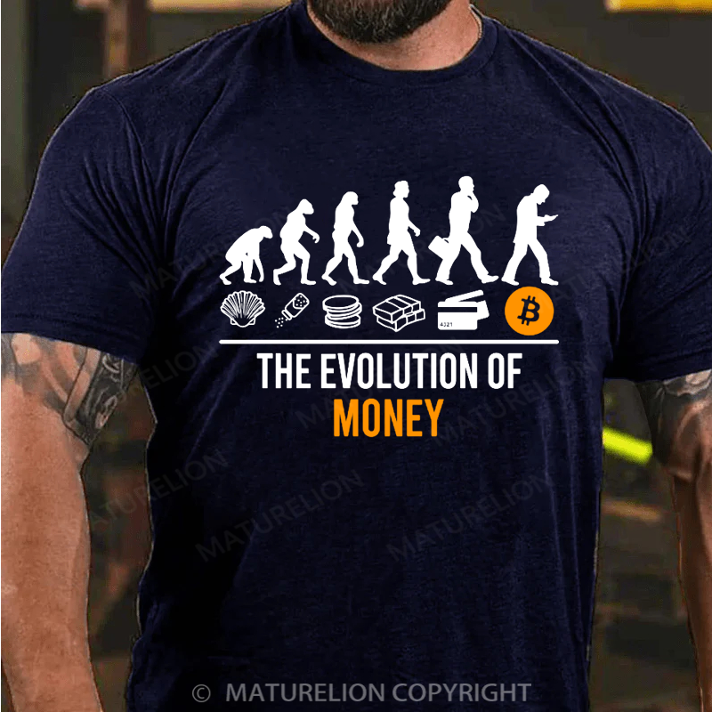 Maturelion Men's T-shirt Evolution Of Money Cotton T-shirt