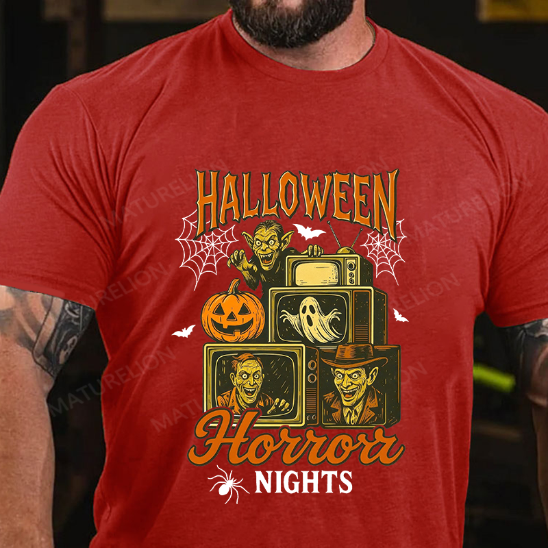 Maturelion Men's T-shirt Horror Night Cotton T-shirt