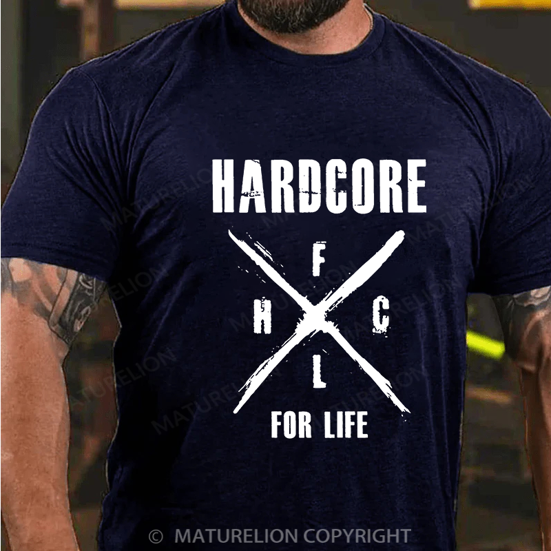 Maturelion Men's T-shirt Hardcore for life Cotton T-shirt