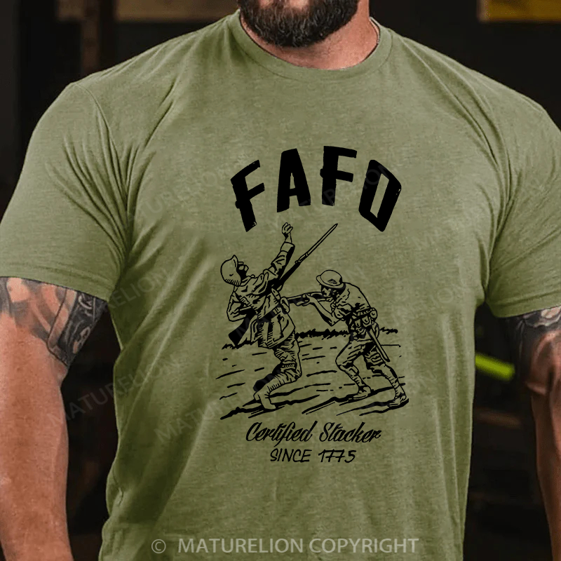 Maturelion Men's T-shirt FAFO – Certified Stacker Since 1775 Cotton T-shirt