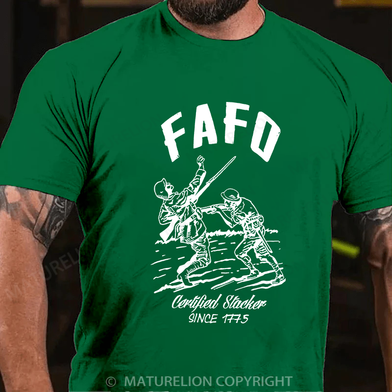 Maturelion Men's T-shirt FAFO – Certified Stacker Since 1775 Cotton T-shirt