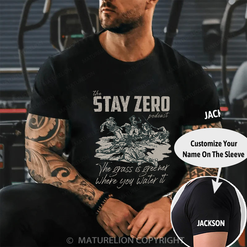 Maturelion Men's T-shirt The grass is greener where you water it Cotton T-shirt