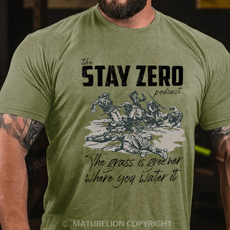 Maturelion Men's T-shirt The grass is greener where you water it Cotton T-shirt