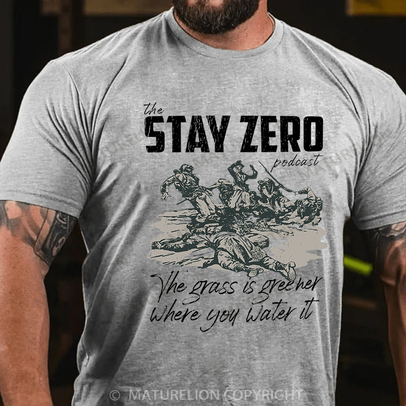Maturelion Men's T-shirt The grass is greener where you water it Cotton T-shirt
