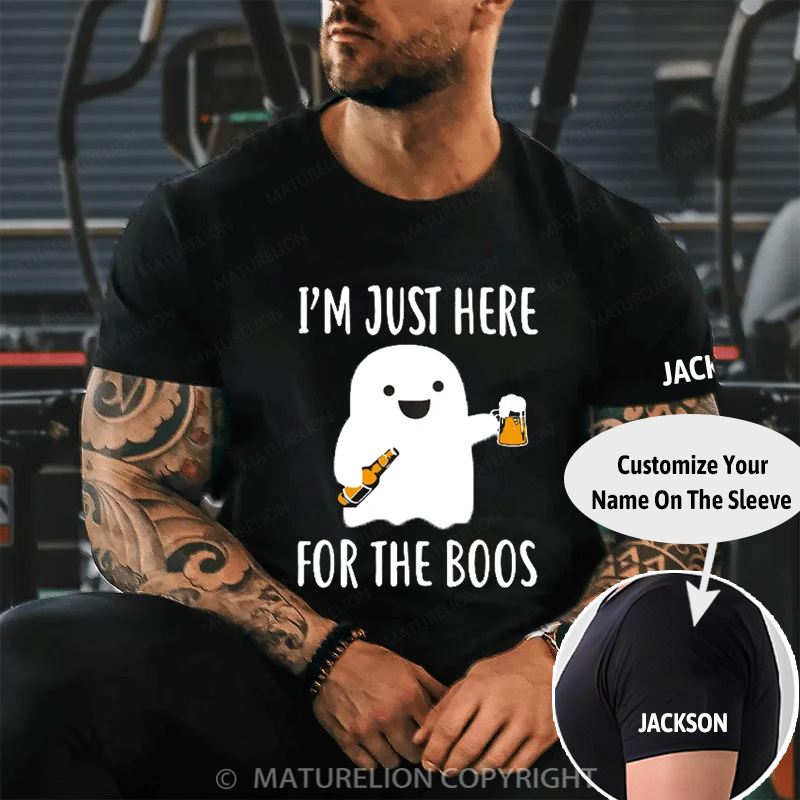 Maturelion Halloween T-shirt Just Here For The Boos Cotton T-shirt