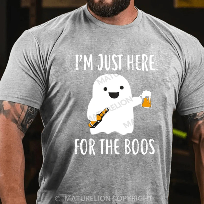 Maturelion Halloween T-shirt Just Here For The Boos Cotton T-shirt