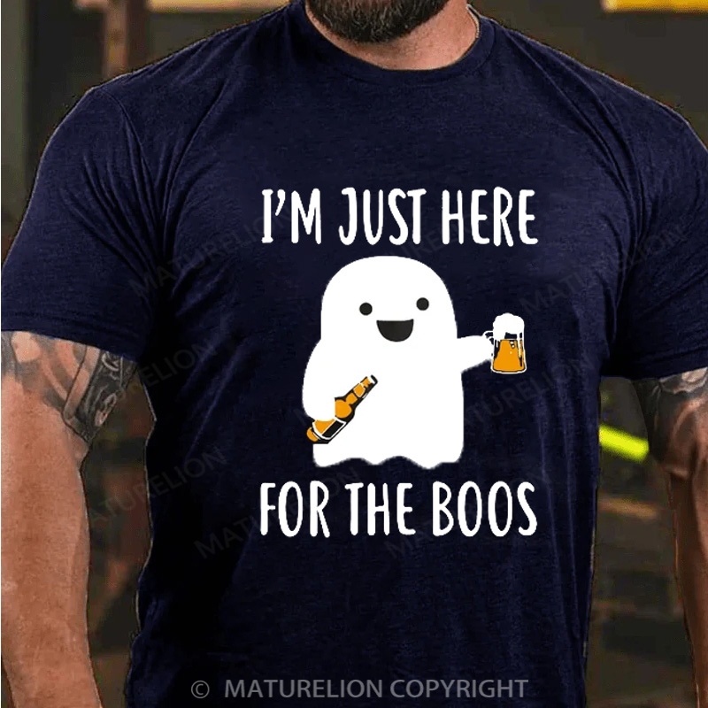 Maturelion Halloween T-shirt Just Here For The Boos Cotton T-shirt