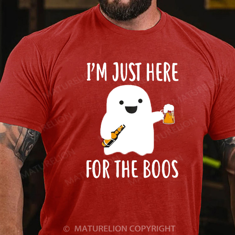 Maturelion Halloween T-shirt Just Here For The Boos Cotton T-shirt