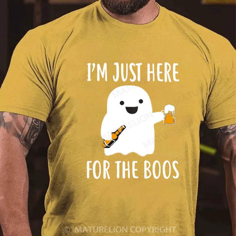 Maturelion Halloween T-shirt Just Here For The Boos Cotton T-shirt
