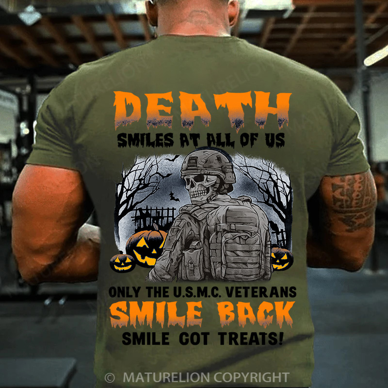 Maturelion Halloween T-shirt  Veteran Smile Back Cotton T-shirt