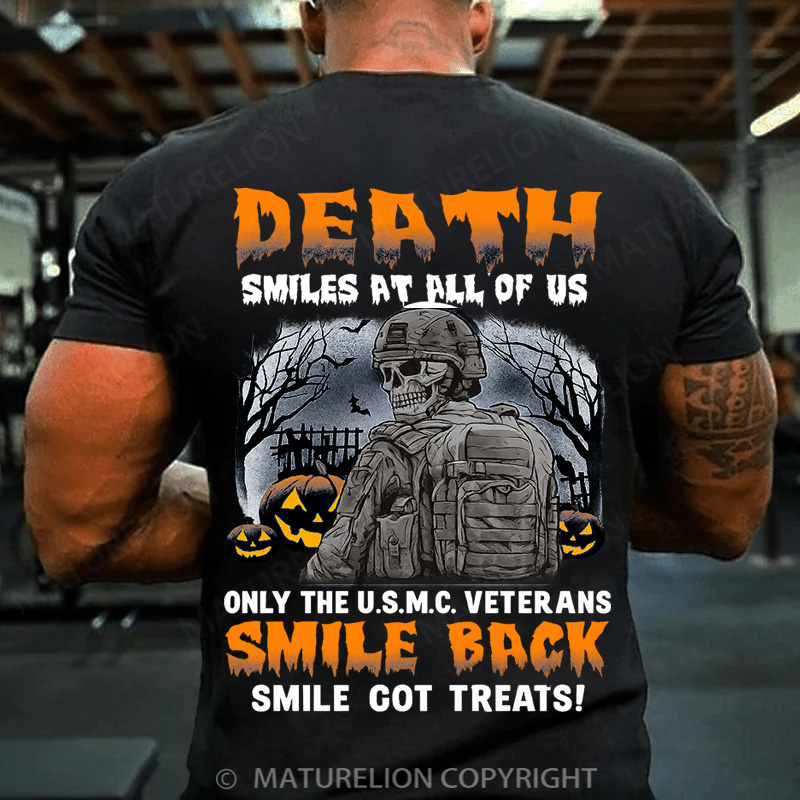Maturelion Halloween T-shirt  Veteran Smile Back Cotton T-shirt