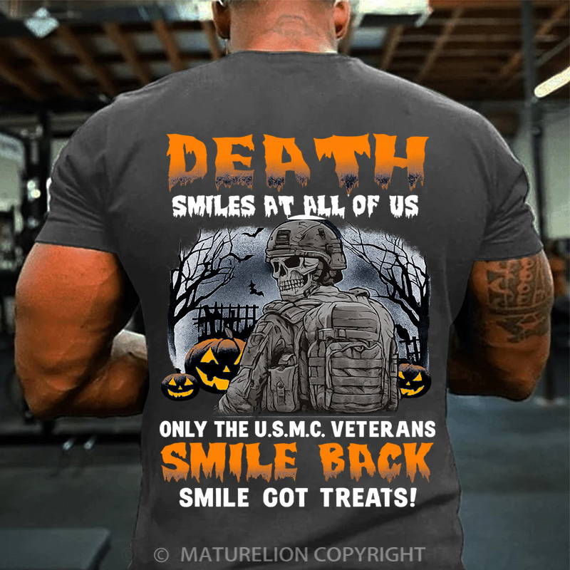 Maturelion Halloween T-shirt  Veteran Smile Back Cotton T-shirt