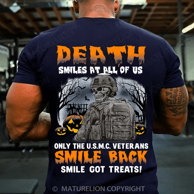 Maturelion Halloween T-shirt  Veteran Smile Back Cotton T-shirt