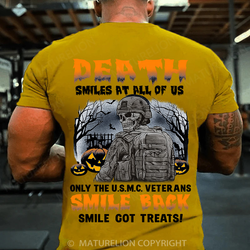 Maturelion Halloween T-shirt  Veteran Smile Back Cotton T-shirt
