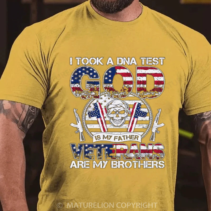 Maturelion Men's T-shirt I Took A DNA Test God Is My Father Veterans Are My Brothers Cotton T-shirt