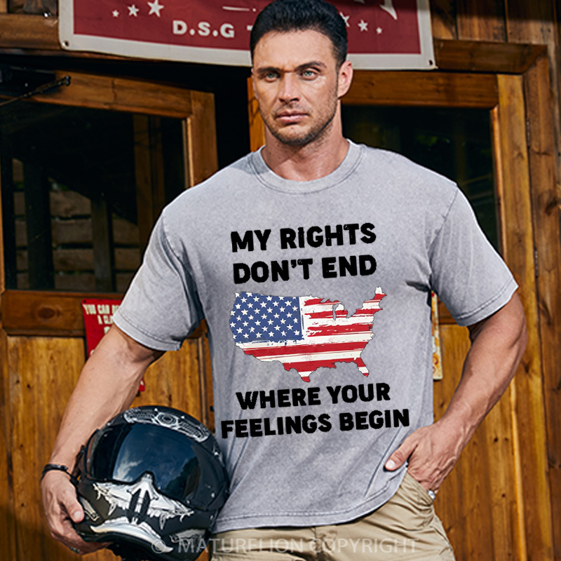 Maturelion Men's T-shirt My Rights Don't End Where Your Feelings Begin Cotton T-shirt