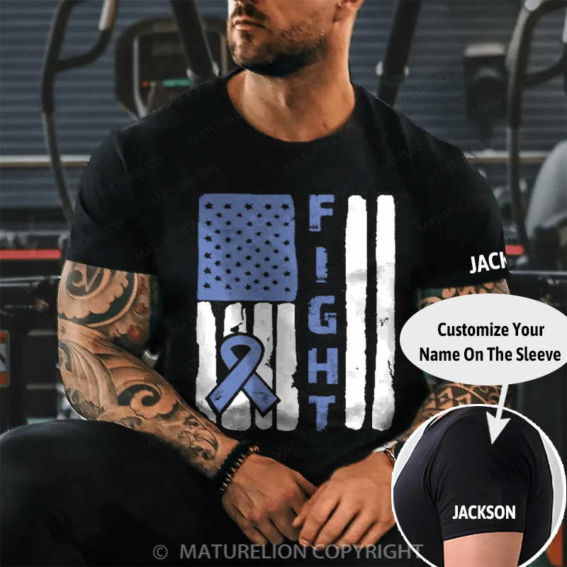 Maturelion Men's T-Shirt Flag Ribbon Cotton T-Shirt