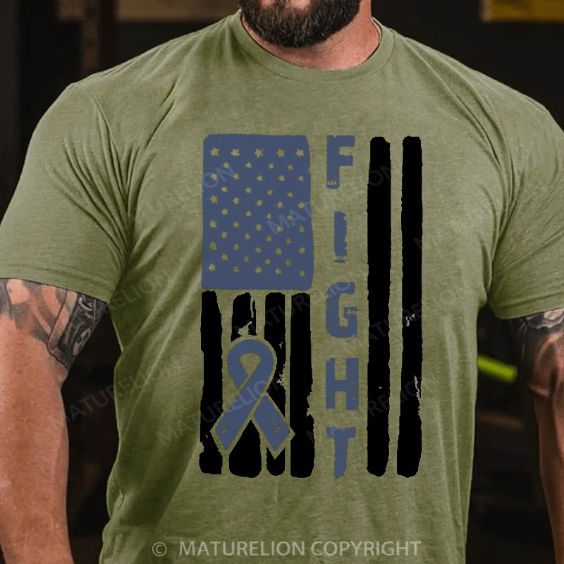 Maturelion Men's T-Shirt Flag Ribbon Cotton T-Shirt