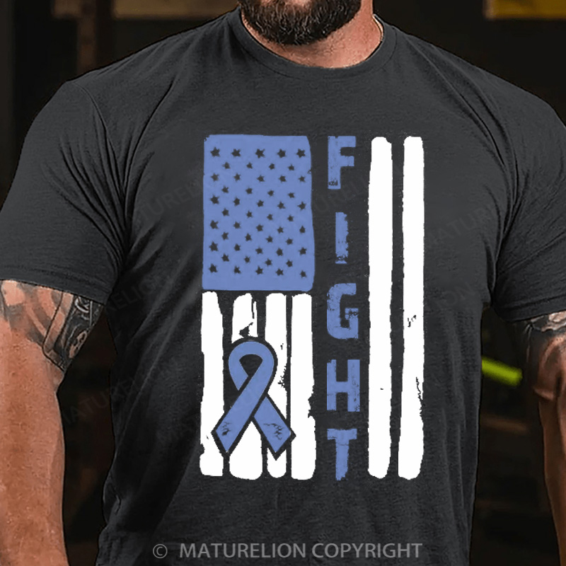 Maturelion Men's T-Shirt Flag Ribbon Cotton T-Shirt