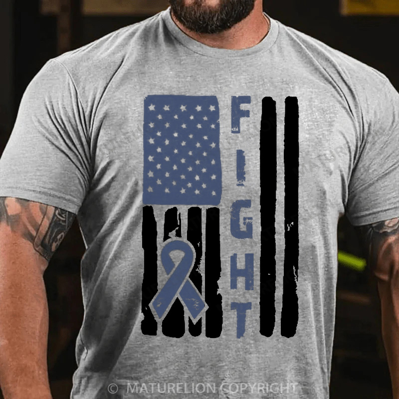 Maturelion Men's T-Shirt Flag Ribbon Cotton T-Shirt