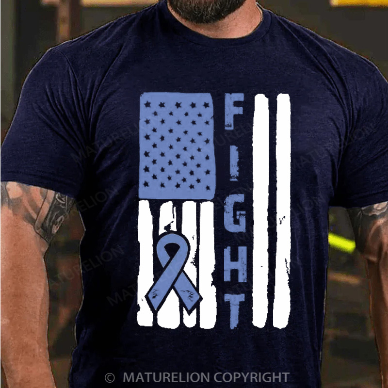 Maturelion Men's T-Shirt Flag Ribbon Cotton T-Shirt
