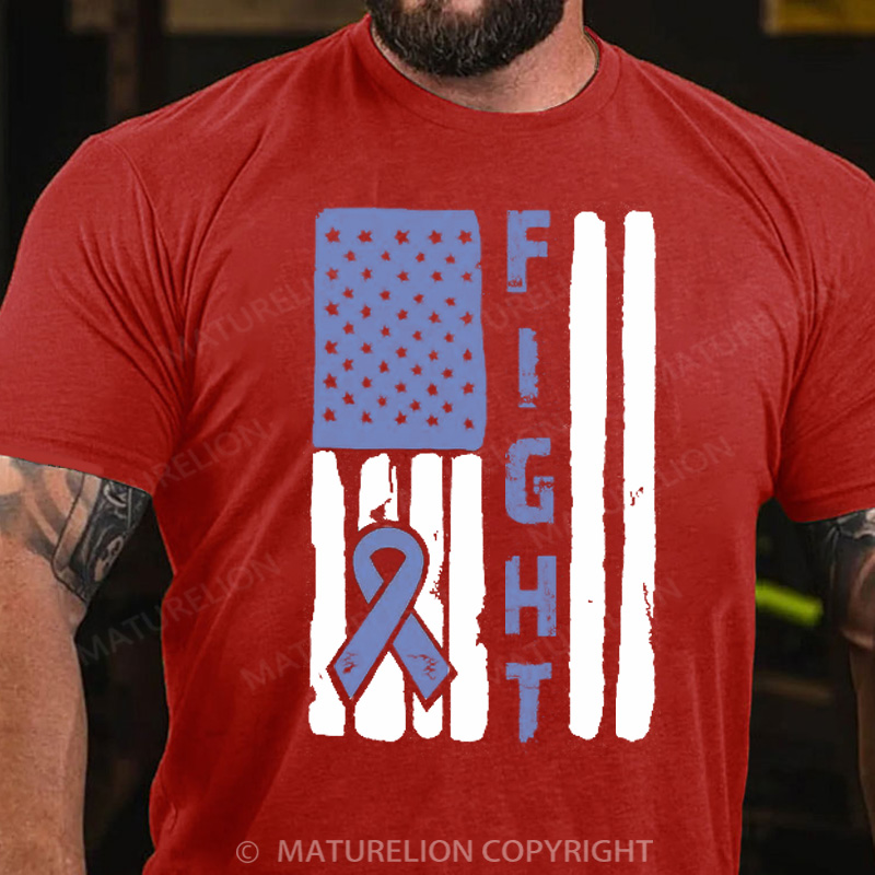 Maturelion Men's T-Shirt Flag Ribbon Cotton T-Shirt