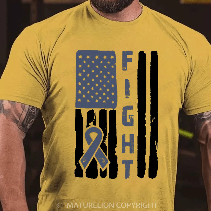 Maturelion Men's T-Shirt Flag Ribbon Cotton T-Shirt