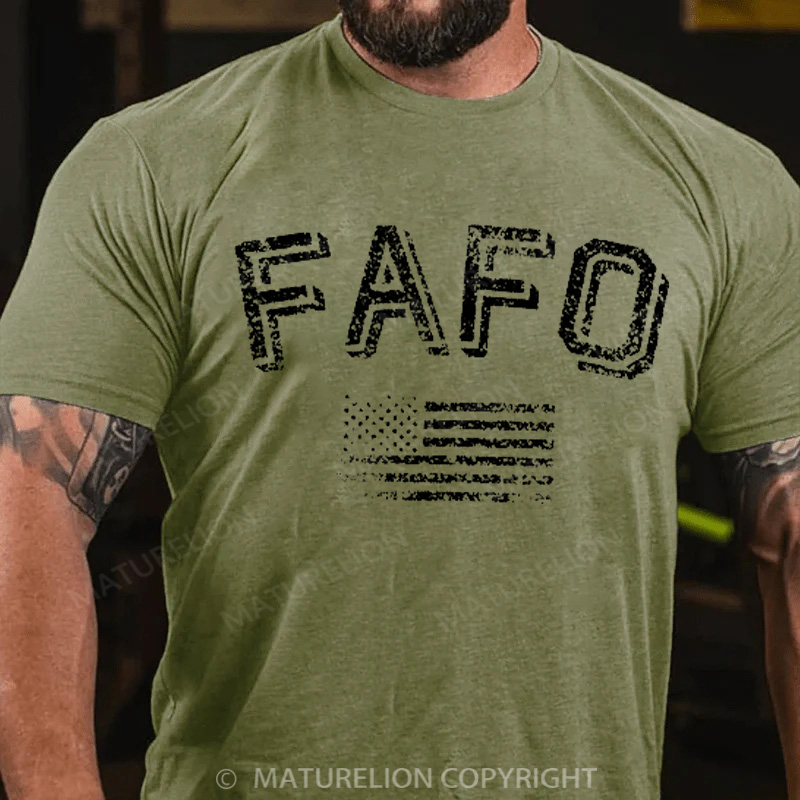 Maturelion Men's T-Shirt FAFO American Flag Cotton T-Shirt