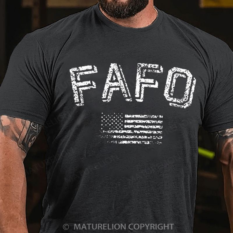 Maturelion Men's T-Shirt FAFO American Flag Cotton T-Shirt