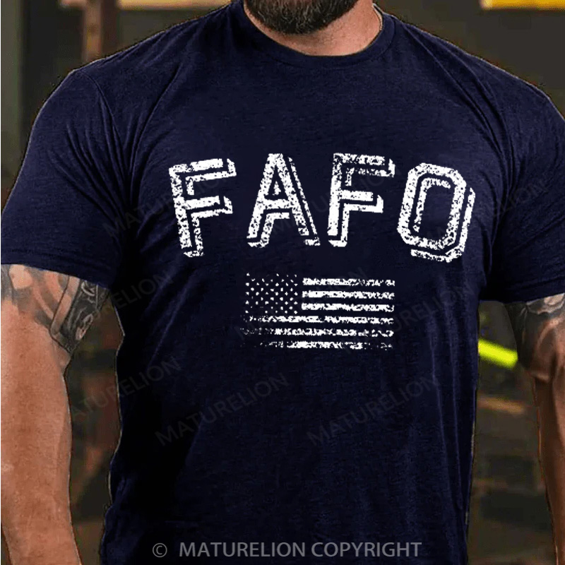 Maturelion Men's T-Shirt FAFO American Flag Cotton T-Shirt