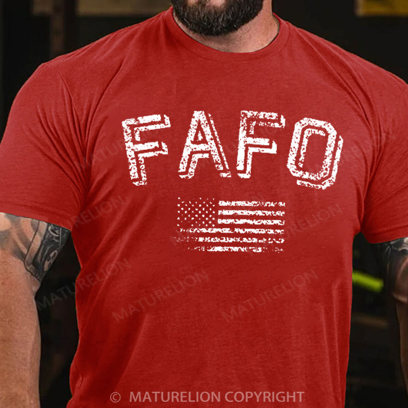 Maturelion Men's T-Shirt FAFO American Flag Cotton T-Shirt